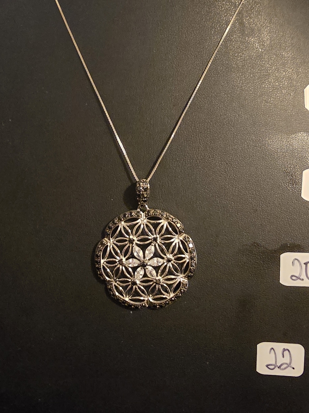 Intricate Silver 926 Floral Geometry Pendant Necklace